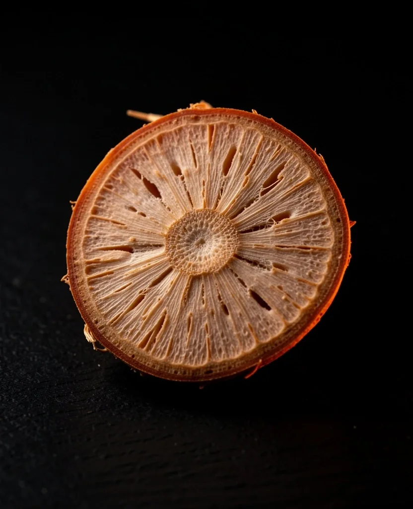 Botanical root cross-section in macro detail